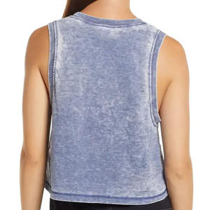 Camiseta deportiva sin mangas de alta calidad, color sólido, con logo personalizado, ligera, para mujer, camiseta sin mangas de algodón. - Product Image 2