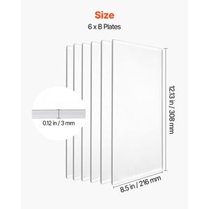 Plaques de découpe en polycarbonate transparent, lot de 6, 12,13 x 8,5 x 0,12 po, compatibles avec les tampons de découpe pour l'embossage - Product Image 3
