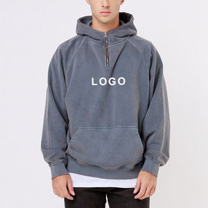 บริการ OEM และเสื้อฮู้ดซิปผู้ชายขายดี ผ้าฝ้ายฟลีซ 100% ระบายอากาศได้ดี แขนยาว - Product Image 2