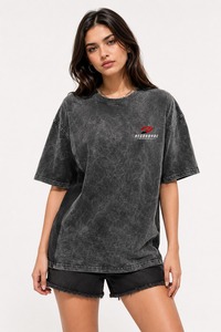 T-shirt femme effet délavé, matière respirante et douce, style tendance, confortable, manches courtes, pour une mode décontractée moderne. - Product Image 1
