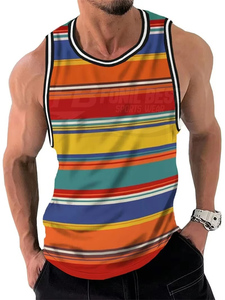 Camisetas sin mangas de punto retro de verano para hombre, transpirables, con estampado 3D, para fitness, sin mangas, cuello redondo, de secado rápido, deportivas - Product Image 2