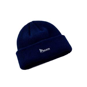 Royal Blue Acrylic <b>Winter</b> Warm Beanie <b>Hat</b> with Custom Embroidered Logo and Bows Pattern Solid Color Custom Label for Men <b>Women</b> - Product Image 1