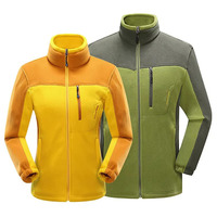 Chaqueta de forro polar personalizada para parejas, con bloques de color, para hombre y mujer, en amarillo, verde, naranja, rojo, rosa y azul, con cuello alto y cremallera completa, abrigo cálido.