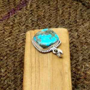 High Quality 925 Sterling Silver Handmade Pendant Natural Mohave <b>Turquoise</b> Gemstone Fine Rope <b>Necklace</b> for Wedding Gift Factory - Product Image 6