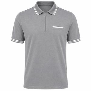 Chemise décontractée pour homme à manches courtes, tricotée, couleur unie personnalisable, avec fermeture éclair et poche à bordure blanche, qualité supérieure, ODM - Product Image 4