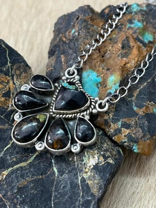Handmade Blackjack Turquoise <b>Necklace</b> Sterling Silver Boho Southwestern <b>Statement</b> Jewelry Gift for Her - Product Image 6