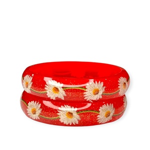 Meilleures ventes en gros : Ensemble de bracelets en acrylique épais à motifs floraux, légers, élégants et multicolores - Product Image 3