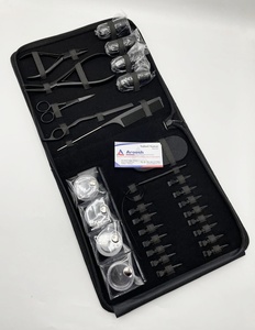 Kit d'outils pour extensions de cheveux noir mat, pinces, ciseaux, peigne, clips, accessoires en acier inoxydable pour l'installation et le retrait - Product Image 2