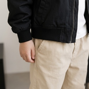 Kids Korean Wide Leg Casual Trousers for Boys Khaki Anti-Pilling Woven Cotton/Polyester Blend Button Fly Pants - Product Image 4