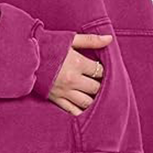 Sudadera con Capucha Extra Grande, Color Morado Sólido, Felpa Francesa, con Bolsillo, Estilo Casual, Unisex, para Otoño, Corte Regular - Product Image 6