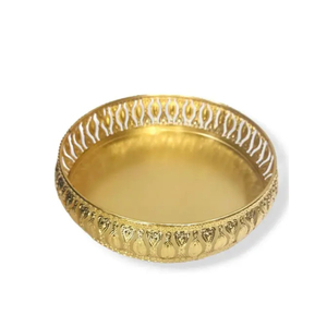 Plateau Urli en métal doré de forme lotus de qualité supérieure pour la décoration de la maison, support traditionnel pour fleurs flottantes et bougies chauffe-plat pour Diwali - Product Image 2