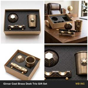 Juego de Regalo de Escritorio de Latón Auténtico Hecho a Mano de 26 cm, con Diseño de Girnar, para Decoración del Hogar, Hoteles y Bodas - Product Image 6