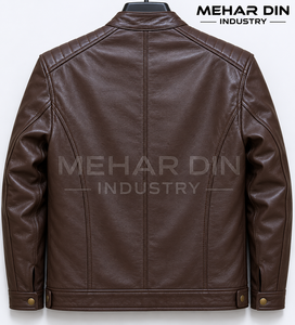 Chaqueta de Cuero de Oveja Marrón Café Premium Unisex, Diseño Clásico Caf Racer, Forro de Poliéster Suave Hecho a Mano para Invierno - Product Image 2
