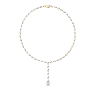 Collier en Y en or 10K avec diamant de laboratoire taille poire, clarté EF, certifié IGI, de la marque Amber Jewels, élégant, en forme de goutte, style tennis, bijoux fins de luxe - Product Image 2
