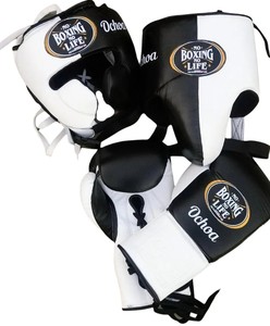 No Boxing No Life - Juego de guantes y protectores de boxeo, color blanco y negro, con cordones, para entrenamiento de sparring, para adultos, de cuero transpirable - Product Image 4