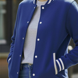 Custom Made Adult Youth Women's Stylish Superior Quality Plain Dyed Winter Breathable Knitted <b>Varsity</b> <b>Jacket</b> For Adults <b>Girls</b> - Product Image 6