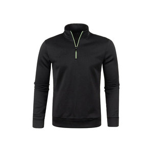 Men's Red Knitted Long Sleeve Quarter Zip Pullover Casual Top Solid Color Polyester Fabric - Product Image 2