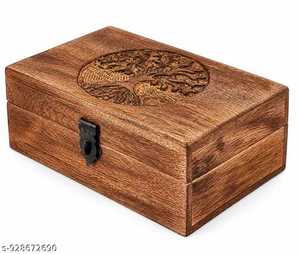 Elegante Caja de Joyería Rectangular de Madera Hecha a Mano para Mujer, con Compartimentos para Anillos, Collares y Pulseras, Regalo para Días Festivos - Product Image 4