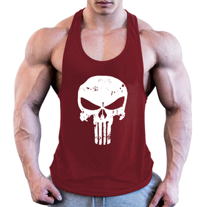 Débardeur stringer vierge vintage à imprimé crâne pour musculation et fitness, vente en gros - Product Image 5
