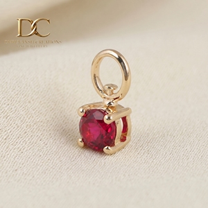 Nouveauté, pendentif de haute qualité de style classique pour femmes, bijoux en or jaune 14 carats, rubis rond de couleur sang de pigeon cultivé en laboratoire - Product Image 4