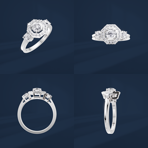 Bague de fiançailles pour femme en platine PT950 avec diamants de laboratoire taille octogonale, style classique - Product Image 6