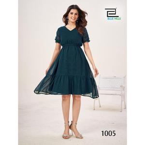 ชุดเดรสผ้าจอร์เจียแบบชิ้นเดียวดีไซน์เนอร์แฟชั่น - Product Image 1