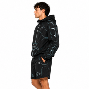 Men's Black Custom <b>Reflective</b> Windbreaker <b>Jacket</b> and Shorts Lightweight Hooded <b>Running</b> Tracksuit OEM Sportswear Hoodies Outfit - Product Image 3