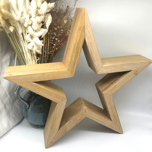 FAIZA CRAFT - Portavelas de Madera de Acacia con Bandeja de Madera y Asa, Diseño en Relieve, para Decoración Navideña y Regalos - Product Image 4