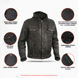 Men's Custom Winter Leather Jacket Genuine Sheep Leather Waterproof Breathable <b>Zip</b>-<b>Up</b> Closure Front Logo Option High Quality - Product Image 3