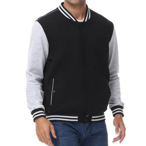 Blouson universitaire d'hiver personnalisé, respirant, grande taille, nouvelle mode, avec manches en cuir, col montant et logo frontal - Product Image 6