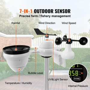 Stazione Meteo Domestica con Display a Colori da 7,5 Pollici, Sensore Esterno Wireless Solare, Sensore Ambientale Interno/Esterno Wi-Fi 7 in 1 di Ala - Product Image 2