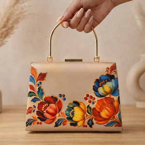 Bolso de mano con estampado floral dorado y bordado a mano, elegante bolso de noche para mujer, ideal para ocasiones festivas. - Product Image 2