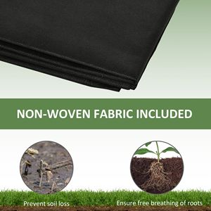 Bac à légumes surélevé en bois verni de 96 po x 24 po x 10 po avec 2 bacs de plantation et doublure en tissu non tissé pour plantes d'extérieur, gris - Product Image 6