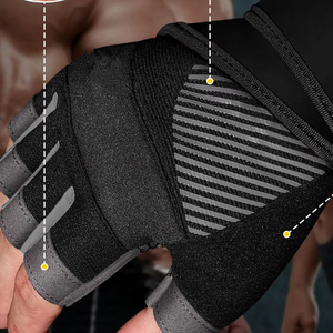 <b>Half</b> Finger Gym Fitness Gloves Breathable Mesh Neoprene Adjustable Wrist Strap Non <b>Slip</b> Weight Lifting Workout Training Gloves - Product Image 4