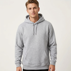 <b>Men's</b> Solid <b>Grey</b> Raglan Sleeve Pullover <b>Hoodie</b> Front Pocket Regular Fit Sweatshirt Embroidered Eco-Friendly Anti-Wrinkle - Product Image 5