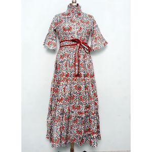 Vestido Maxi Vintage Hecho a Mano, Estilo Línea A, Ligero y Fluido, Estilo Veraniego para Vacaciones, Paseos por la Playa, Fiestas Informales, Escapadas, Elegante para Mujer - Product Image 1