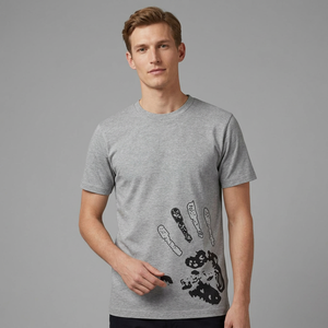 T-shirt gris à col rond et manches courtes pour homme, motif imprimé, coupe classique, 100 % coton jersey respirant, tenue décontractée, livraison directe - Product Image 6