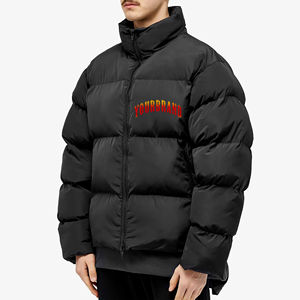 Veste matelassée noire de luxe avec logo brodé personnalisé, col haut, manteau d'hiver isolé, streetwear pour homme - Product Image 4