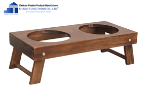 Comedero Elevado de Madera Thanh Tung Thinh para Mascotas, con Tazones de Acero Inoxidable, Impermeable, Ecológico y Duradero para Perros y Gatos, Interior/Exterior - Product Image 4