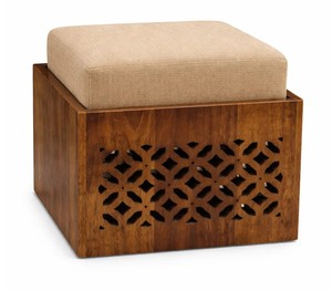 Table basse en bois massif avec plateau à lattes et 4 tabourets rembourrés |   Table basse empilable gain de place |   Exportation de Jodhpur - Product Image 4
