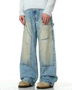 Jeans en denim déchirés vintage de haute qualité pour hommes, coupe droite, style streetwear, nouveau design, vente en gros OEM - Product Image 1