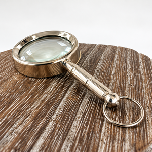 Vintage Brass <b>Magnifying</b> <b>Glass</b> With Long Metal Chain Antique Style Pocket Reading <b>Magnifier</b> For Collectors And Classic Desk - Product Image 2