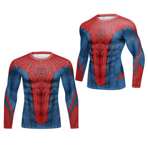 For Custom Printed Knitted Bjj Rash Guard Sublimated Manufacturer Your Own Mma Uv Protect <b>Men</b> Colorful Long T-shirt - Product Image 5