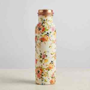 Base blanche avec motif imprimé jaune sur bouteille d'eau en cuivre, impression unique, acheter directement auprès du fournisseur au prix le plus bas - Product Image 4