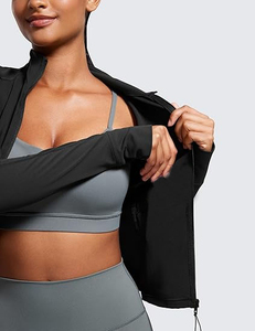 Women Spandex Running Active <b>Jacket</b> Gym <b>Workout</b> Fitness Skinny Four-Way Stretch Breathable Sportswear Outdoor OEM - Product Image 5