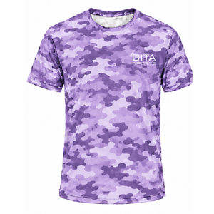 Camiseta Deportiva Ligera con Estampado de Camuflaje Lila para Hombre, Cuello Redondo, Manga Corta, para Entrenamiento, Running y Deportes - Product Image 1