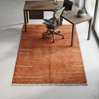 Tapis d'intérieur moderne classique en laine nouée à la main, couleur terre cuite, à poils plats, motif floral, luxueux, avec franges