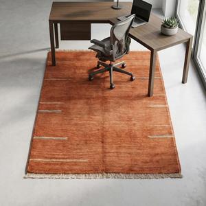Terracotta Colour Modern Classic Hand Knotted Wool Flat Pile Area Rug Floral Luxury Carpet Fringe - Product Image 4