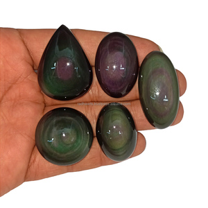 Wholesale Natural <b>Rainbow</b> Obsidian Loose Gemstone Cabochon Obsidian Healing Crystal Craft Ornament for Home Decoration - Product Image 3