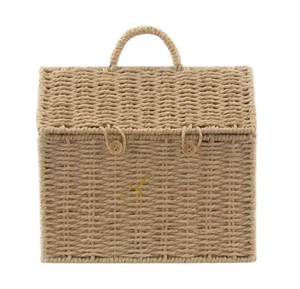 Wholesale Seagrass House Shaped Storage Basket Handwoven Wicker Dollhouse Organizer Bin Creative Kids <b>Toy</b> <b>Suitcase</b> - Product Image 2